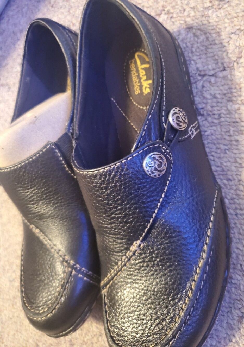 Clarks Womens Black 8 Medium Leather  Bendables Shoes Brand New Ashland